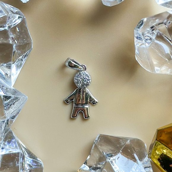 Diamond Boy Pendant 14K White Gold Jewelry Gift